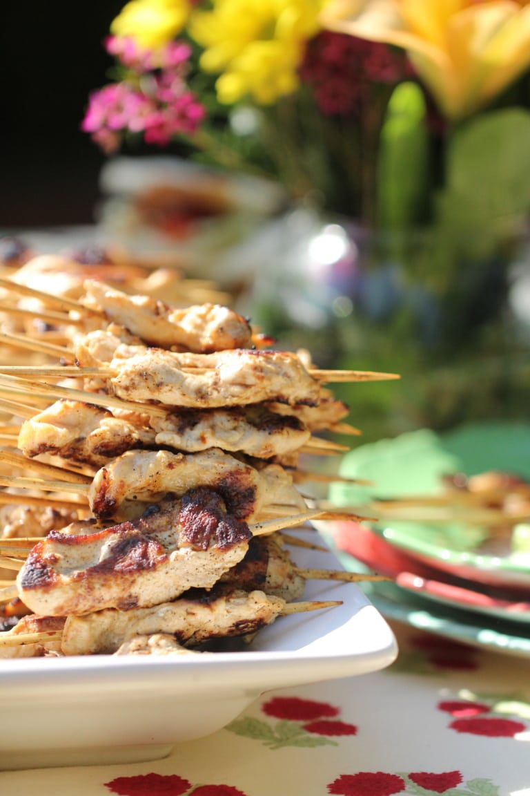 Garden Party/Skewered Wild Turkey with Chili Ginger Sauce