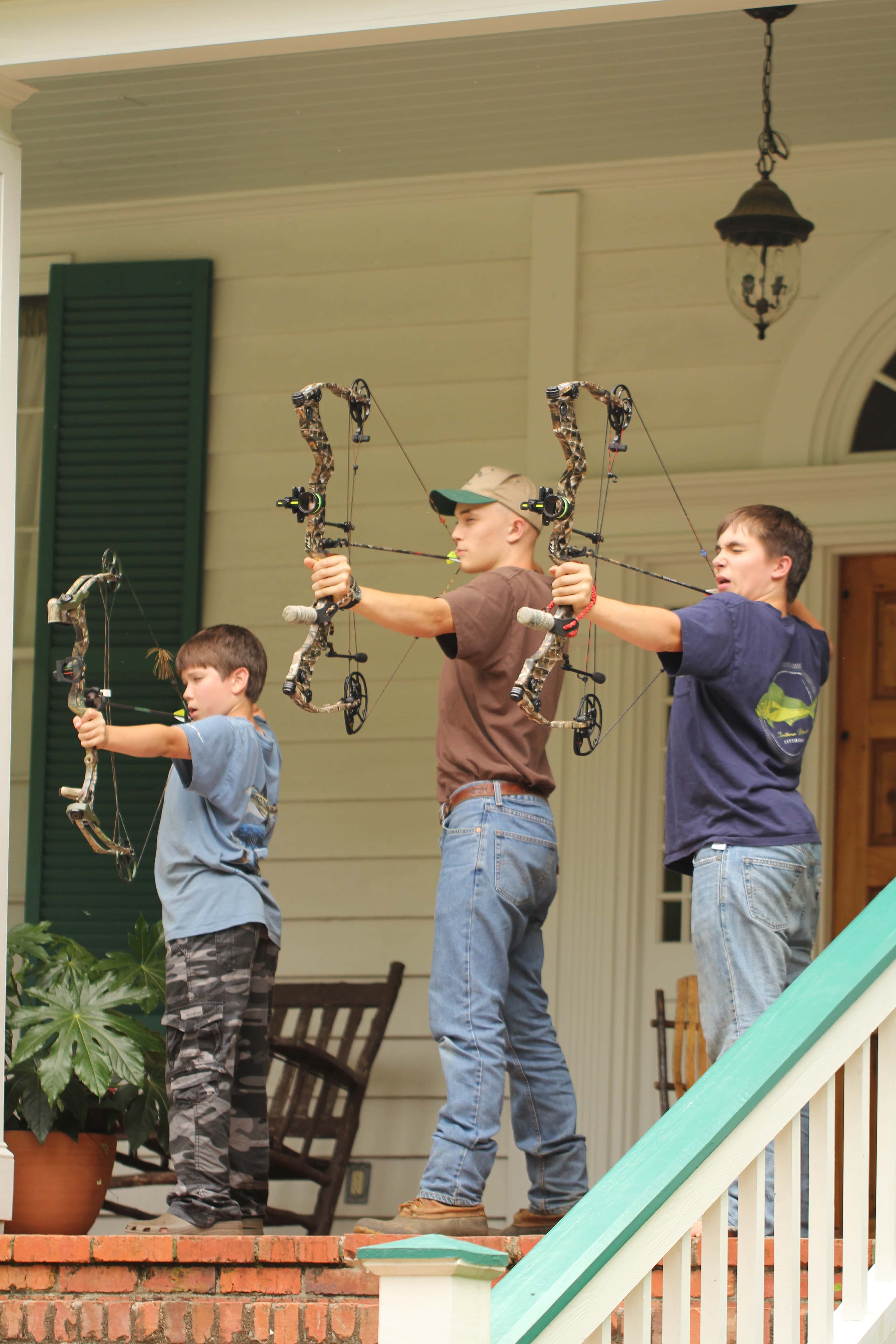 Harris Boys Practicing Bow Shooting