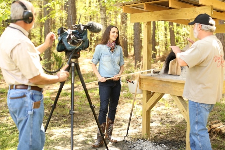 Stacy Harris Cooking in Earthen Oven on Venture Outdoor TV Show