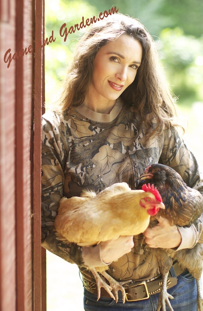 Stacy with Chickens
