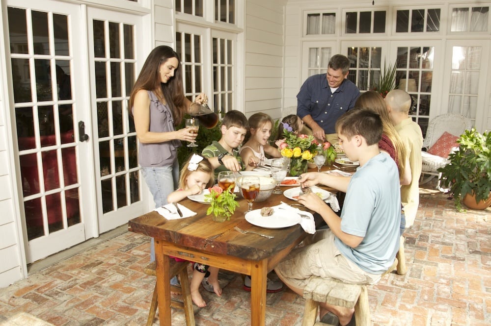 All nine members of the Harris Family Enjoying a Fantastic Dinner, prepared by Stacy Lyn