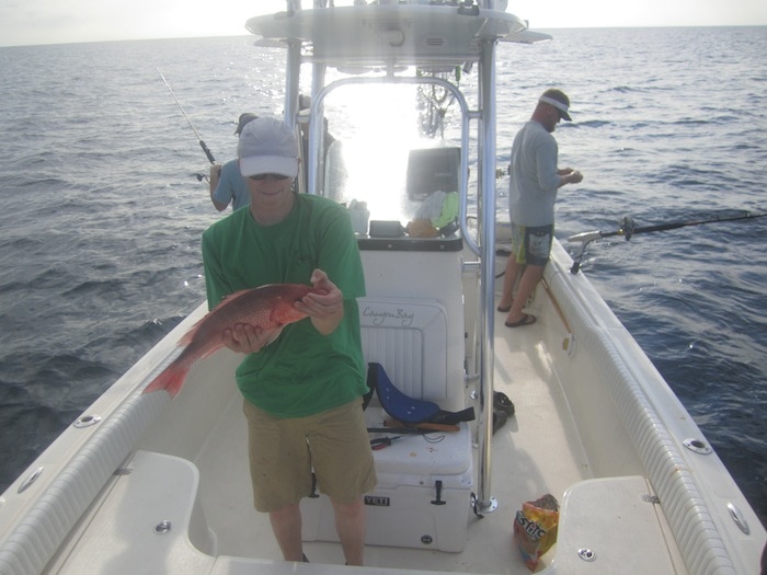 Hunter shows us his catch of the day!