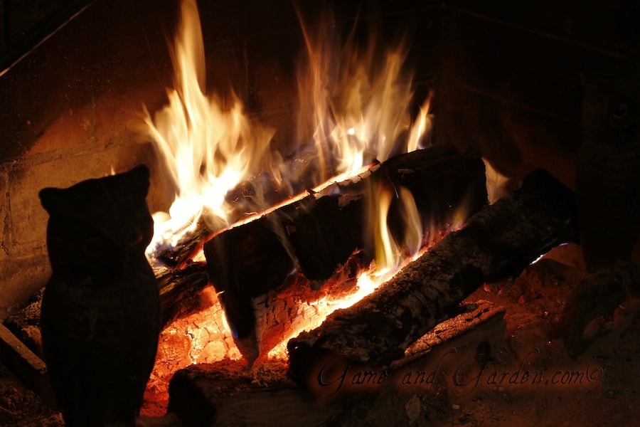 hot fire in fireplace