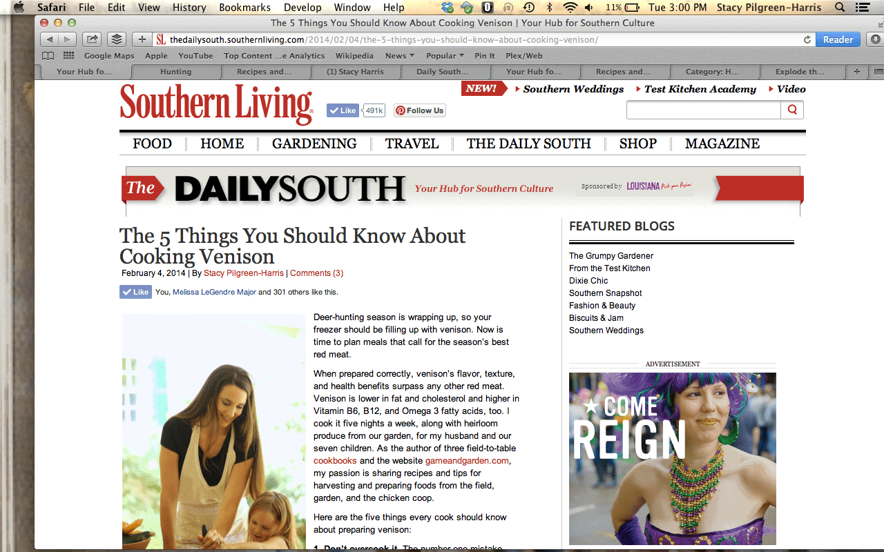 I loved sharing my tips for preparing free-range venison for The Daily South - Southern Living!