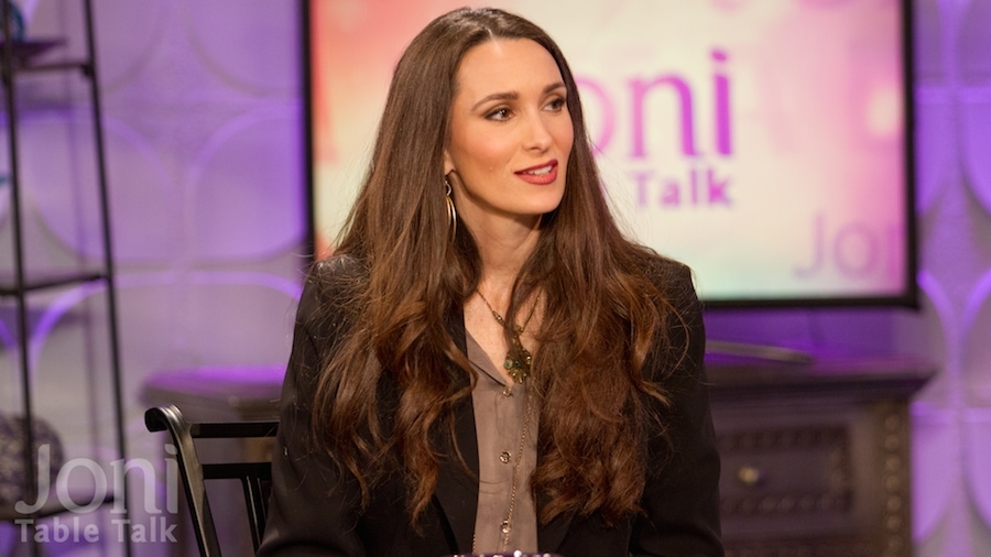 Stacy Harris being interviewed on The Joni Lamb Show
