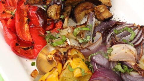 Stacy Lyn's roasted vegetables prepared and plated