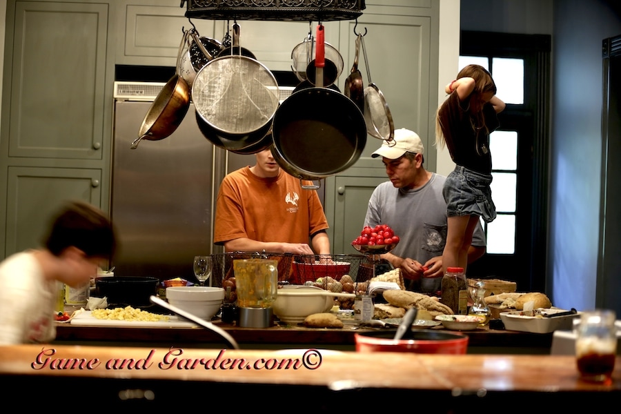 Messing the kitchen up, busy preserving the harvest.