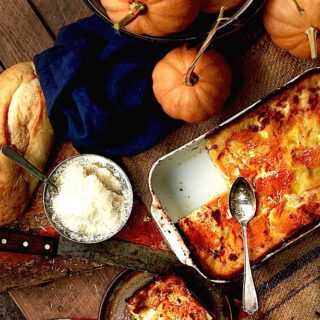 Creamy Comfort food perfect for entertaining! Pumpkin Lasagna with White Sauce!