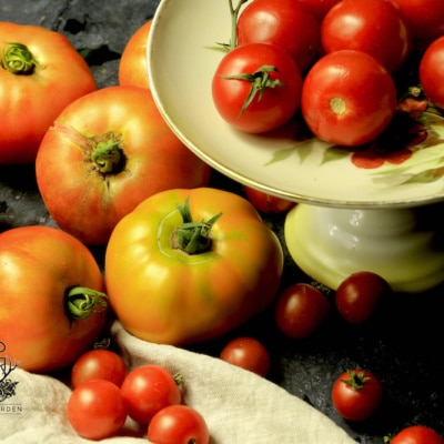 Plant enough Heirloom and Hybrid tomatoes to eat right away (everyday of the harvest season) and enough to preserve for the entire year.