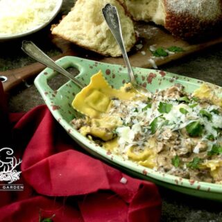 Homemade Sausage Ravioli with Creamy Mushroom Sauce