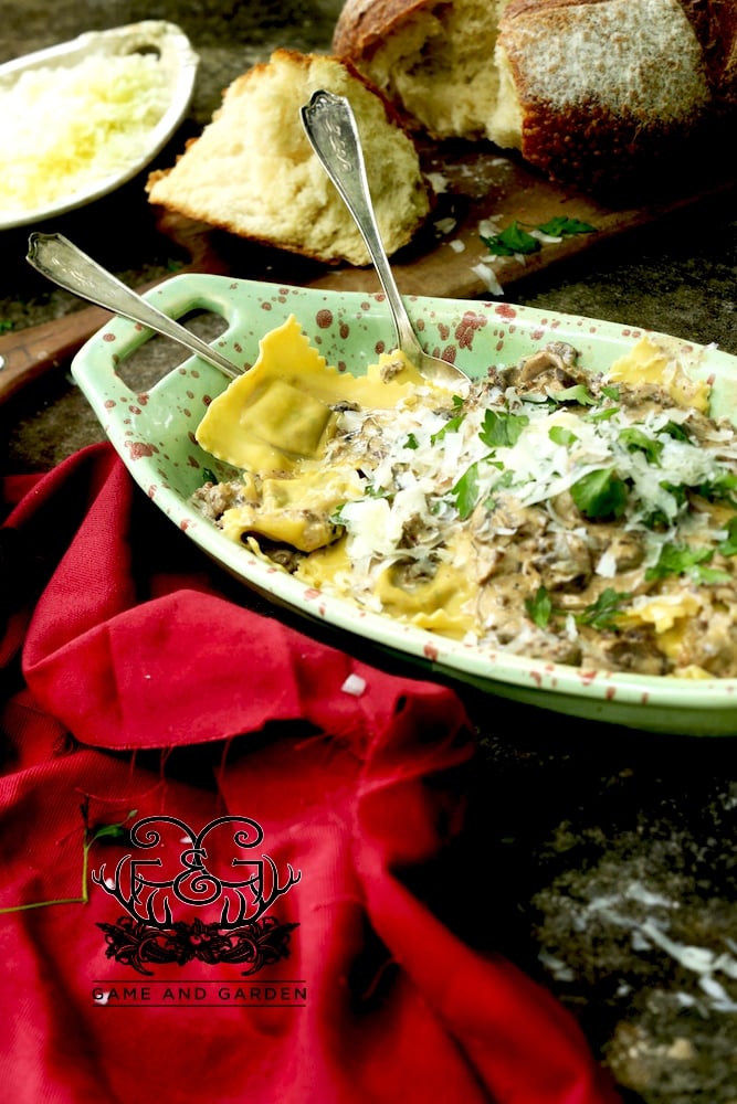 Homemade Sausage Ravioli with Mushroom Sauce - Once you make your own homemade pasta, it's hard to use the prepackaged. I still use it for convenience, but the homemade...wow!! 