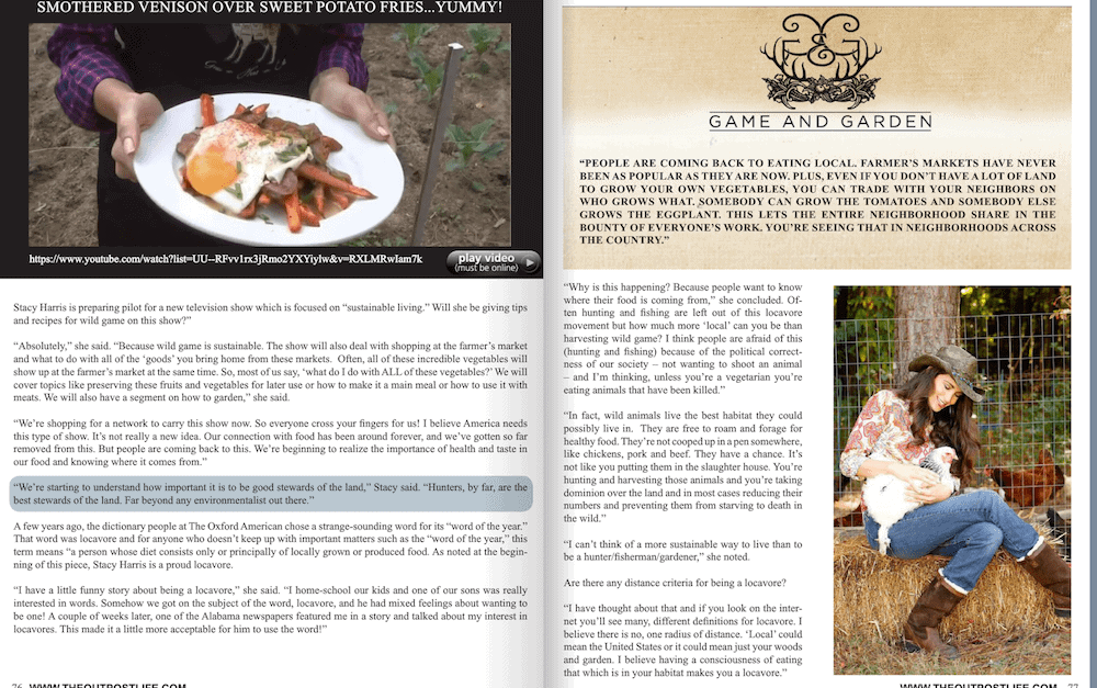 Stacy Lyn Harris - Feature Outpost Magazine - Lovacover/Sustainable Living Expert