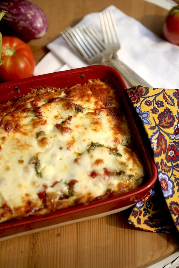 How can a one-pot-meal taste so fantastically! Fresh ingredients. It's that easy and simple!! Eggplant Lasagna is a great way to show off summer's tastes.
