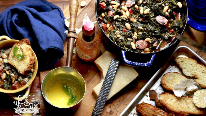 Comfort Food at it's best! This meal is not only healthy, but crazy with flavor!! Collards and Bean Soup!!