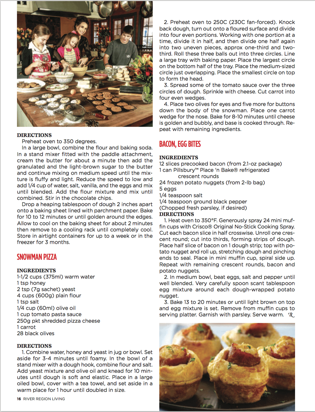 Stacy Lyn cooking in the kitchen with the kids for the holidays in River Region Living Magazine. 