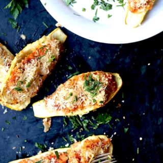 Squash Boats can be eaten as a meal or as a side dish.