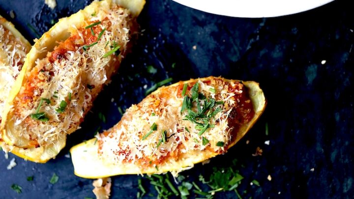 Squash Boats can be eaten as a meal or as a side dish.