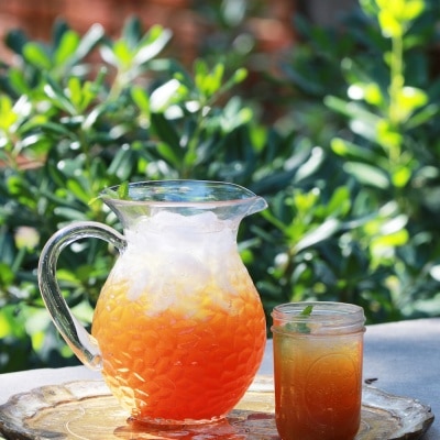 Southern Peach Tea can be made with frozen peaches if you don't have fresh peaches available.