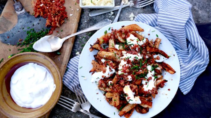 Turnip Root Loaded Baked Fries
