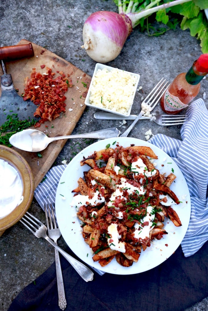 turnip fries loaded with toppings