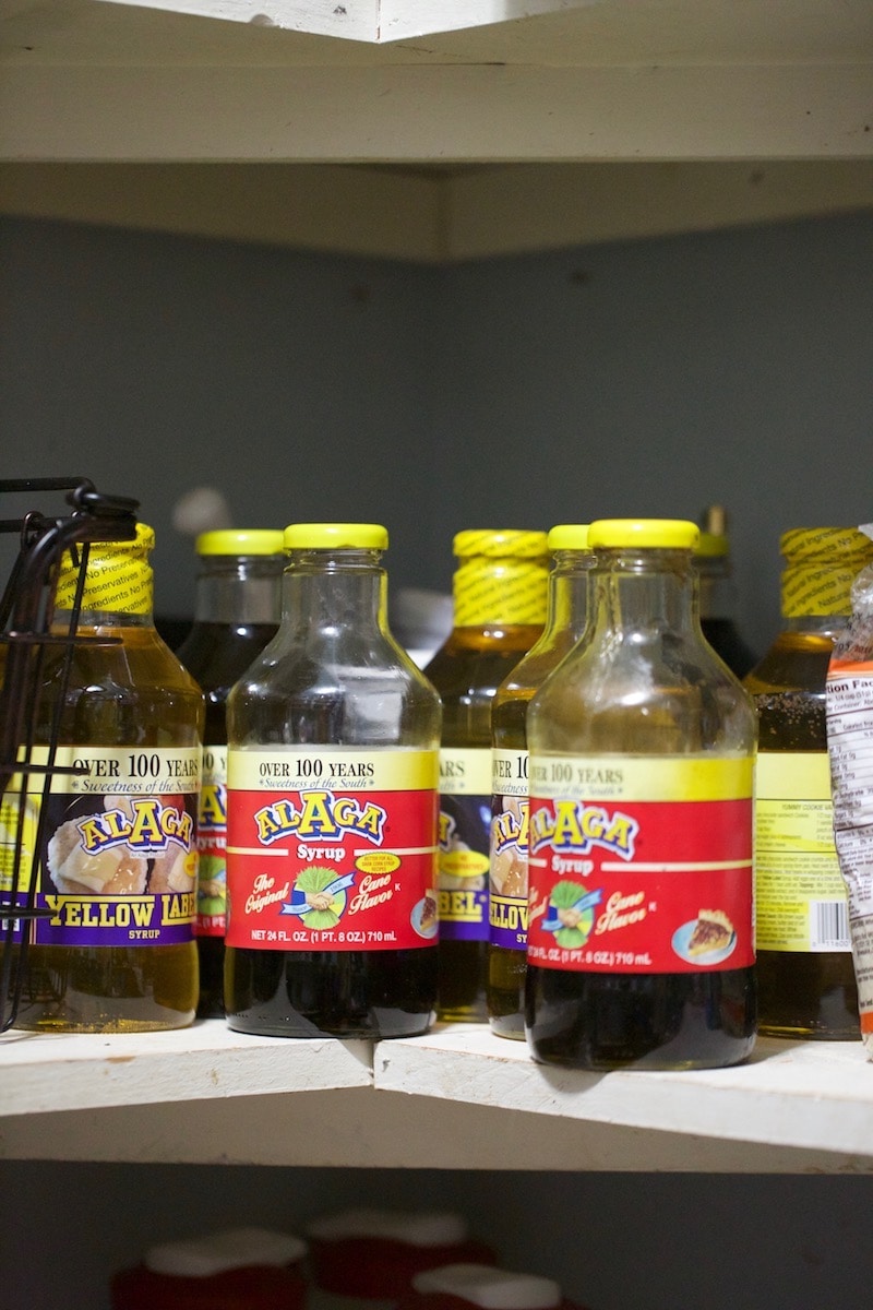 Stacy Lyn's Pantry Shelf with Alaga Syrup Bottles