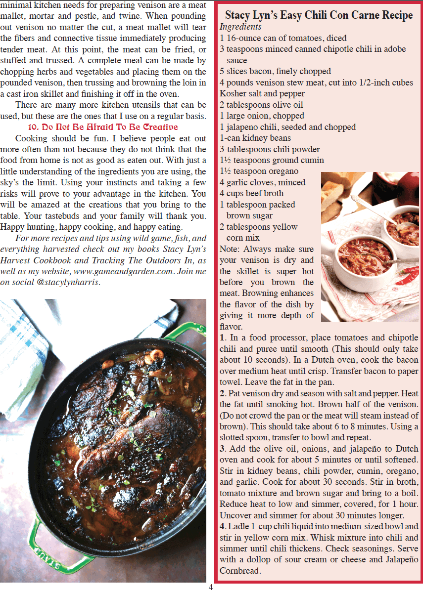 Stacy Lyn's Award Winning Chili in Backwoodsman Magazine