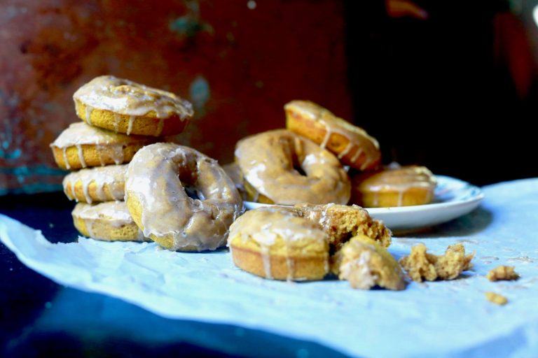 Pumpkin Donuts with Maple Cinnamon Glaze