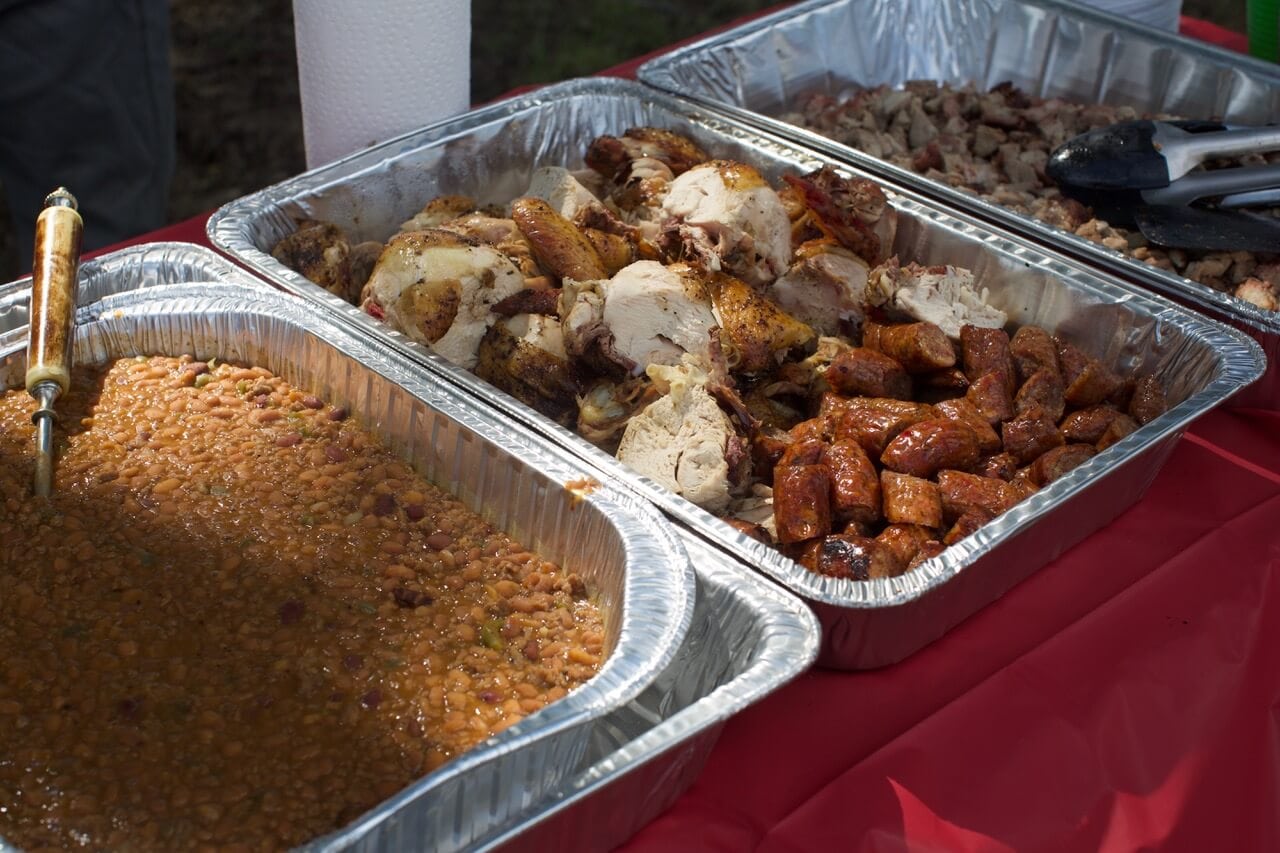 The food spread at the dove hunt
