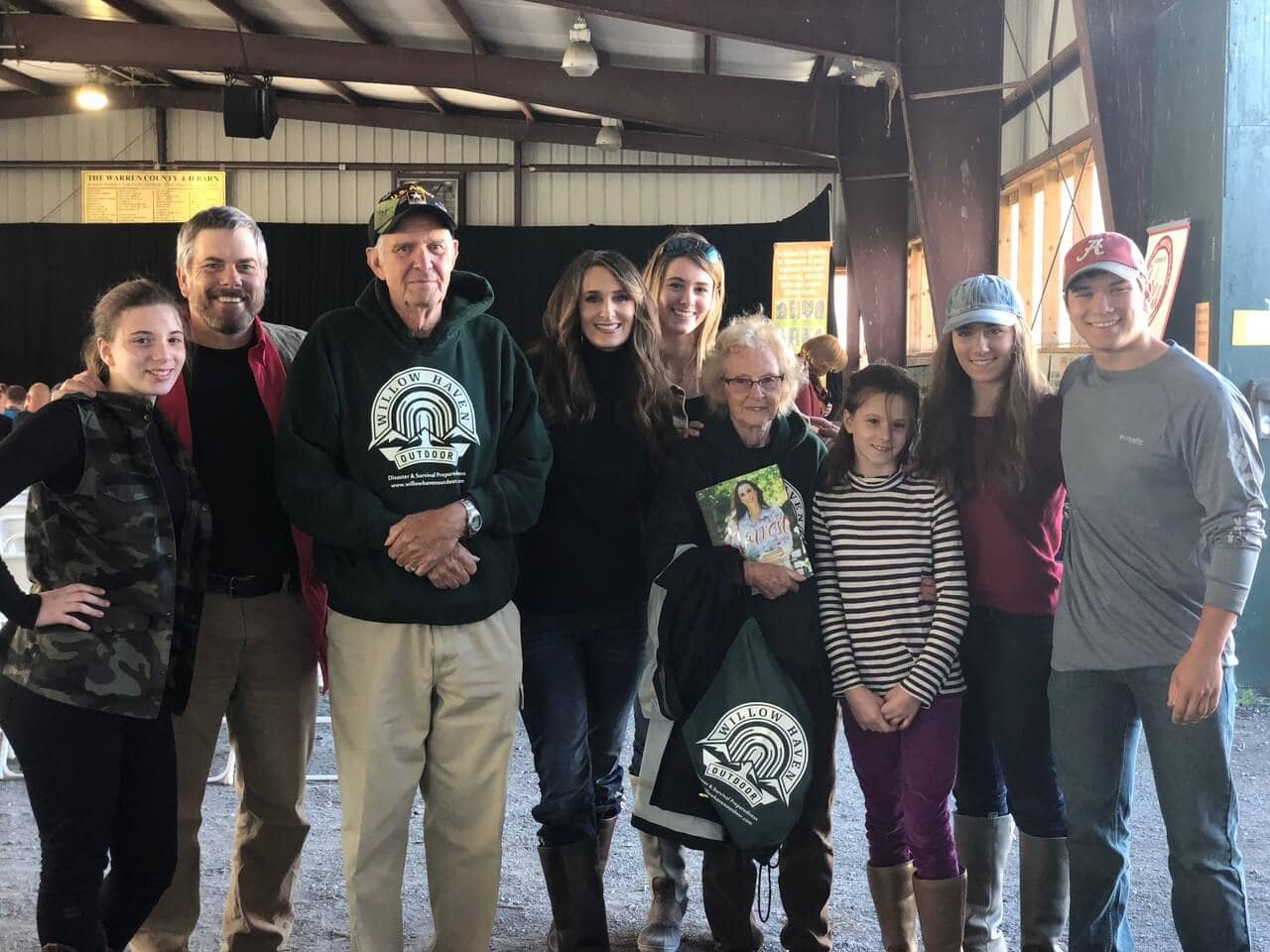 Stacy Lyn Harris and family with the parents of Creek Stewart, survival expert with a show on the Weather Channel
