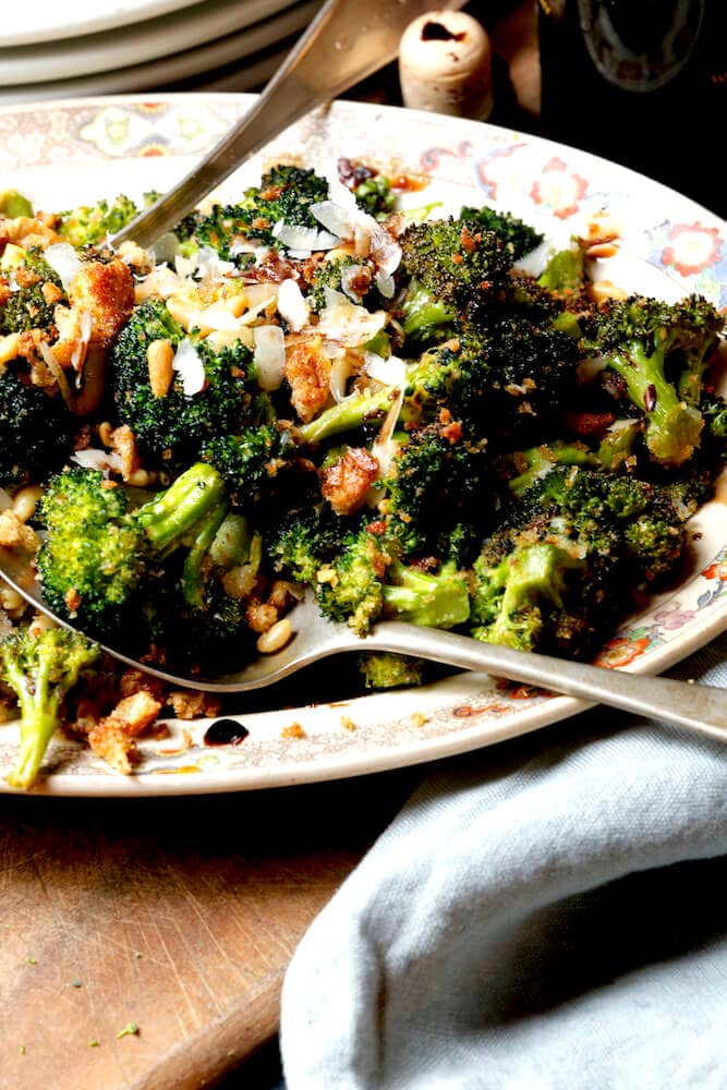 Stacy Lyn Harris roasted broccoli with toasted bread crumbs and pine nuts