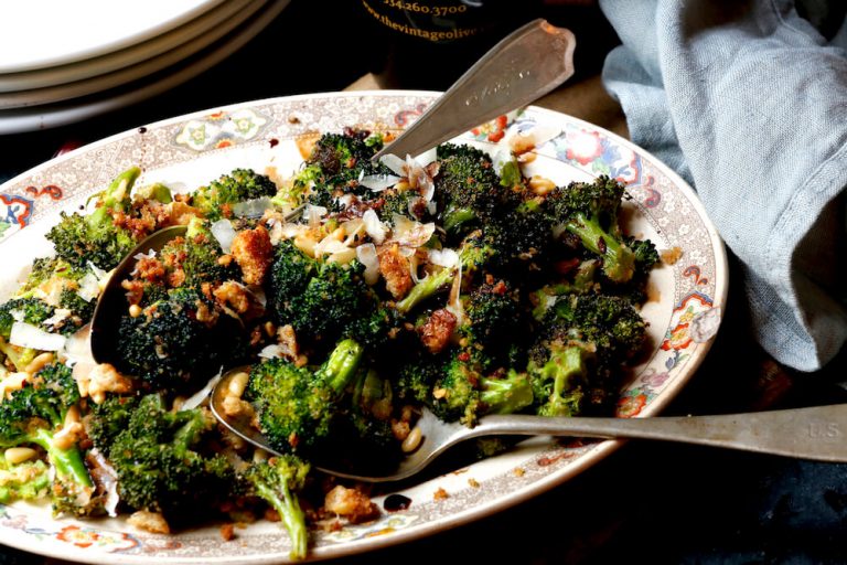 Stacy Lyn Harris roasted broccoli with toasted bread crumbs and pine nuts
