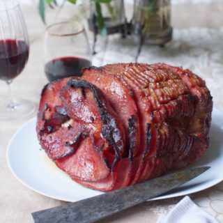 Spiral cut cured ham with easy glazed ham recipe
