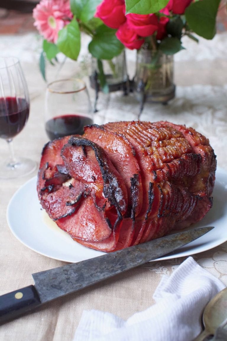 Spiral cut cured ham with easy glazed ham recipe