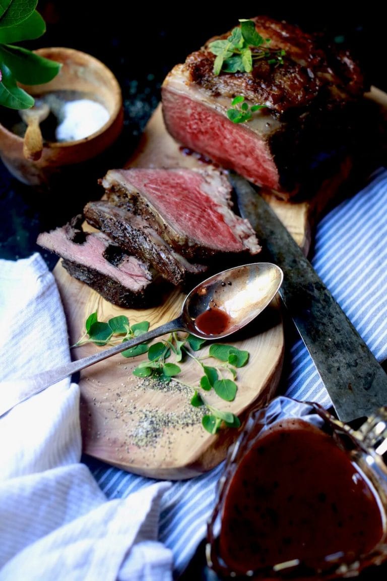 Prime rib or standing rib roast cooked rare, recipei by Stacy Lyn Harris