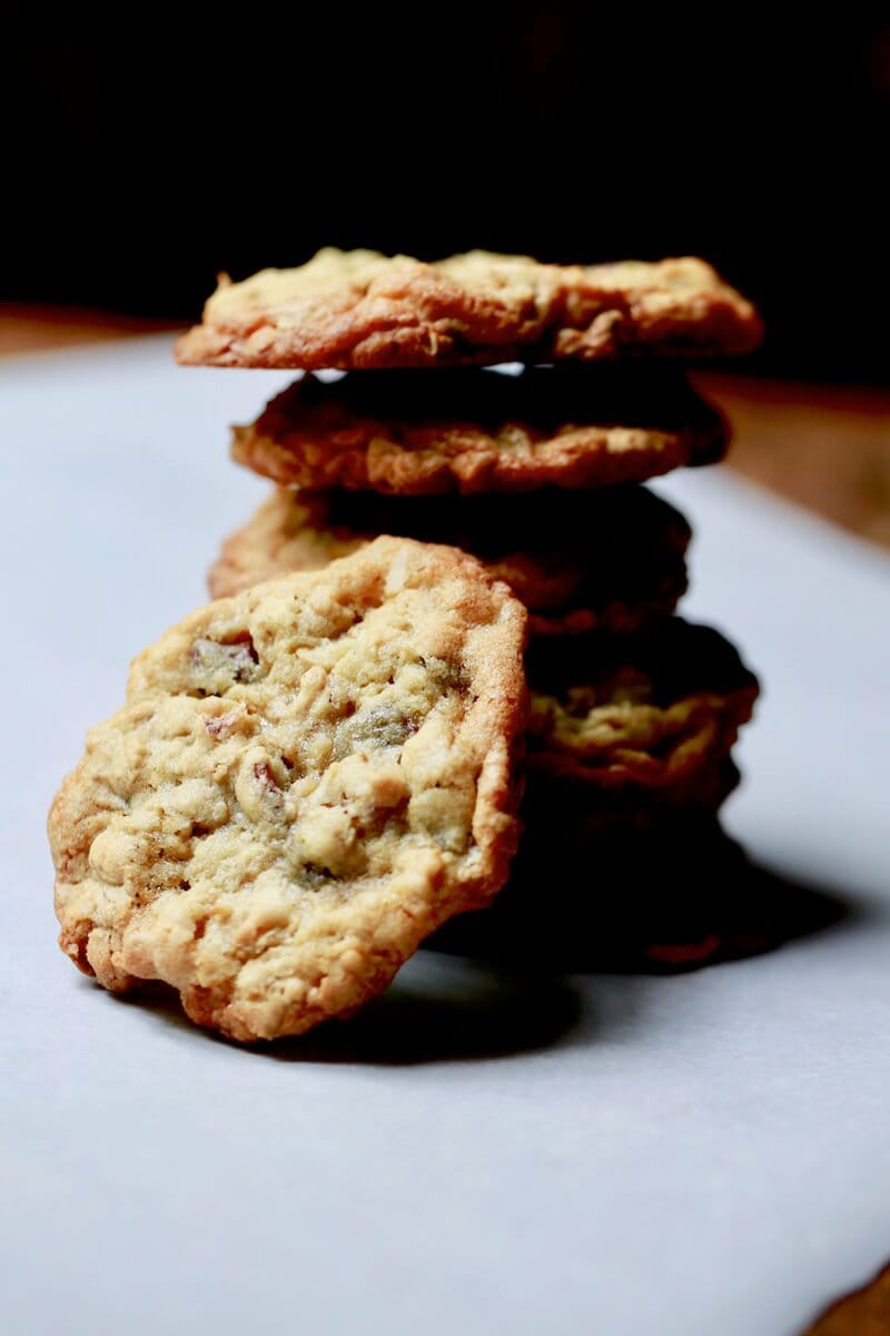 Chocolate chip oatmeal pecan cookies, also known as cowboy cookies, recipe by stacy lyn harris