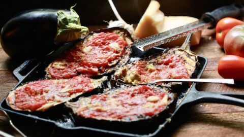 A picture of Stacy Lyn Harris's Eggplant Parmesan with Roasted Tomatoes and Garlic recipe