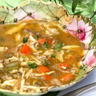 Healthy Chicken Soup with homemade chicken stock, recipe by Stacy Lyn Harris from her Harvest Cookbook