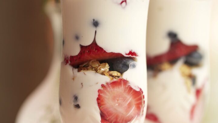 Photo of Berry Parfait with granola, berries, and greek yogurt, recipe by Stacy Lyn Harris