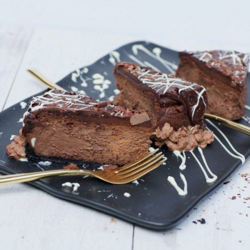 Ultimate Chocolate Cheesecake with Silky Ganache, recipe by stacy lyn harris