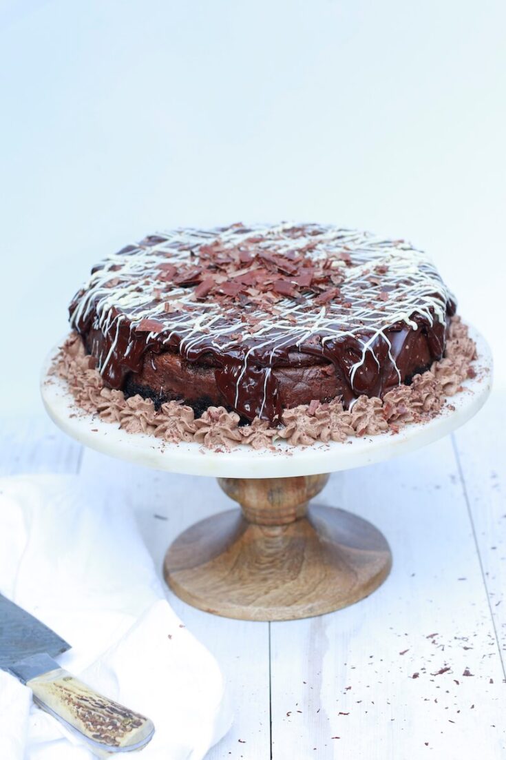 Ultimate Chocolate Cheesecake with Silky Ganache, recipe by stacy lyn harris