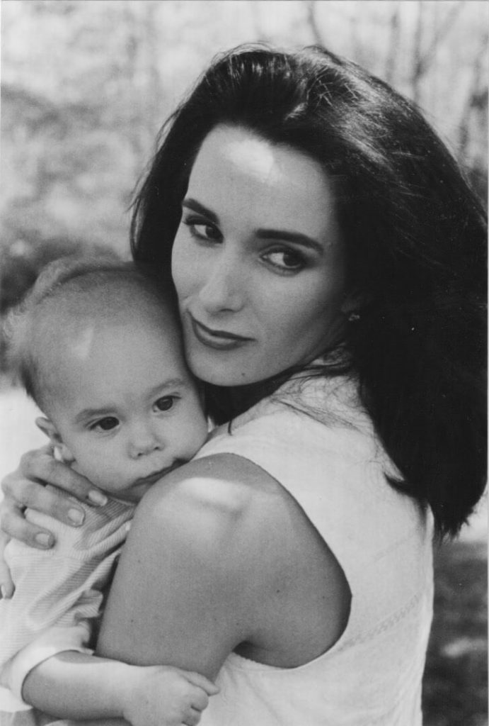 Scrapbook photos of Stacy Lyn Harris's children when they were young - Stacy as a young mom