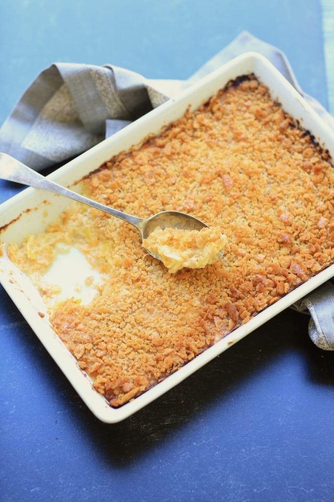 Creamy and crunchy, this buttery and cheesy squash casserole bakes to perfection.