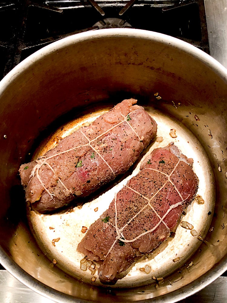 Stuffed and Trussed Turkey in Copper Pot