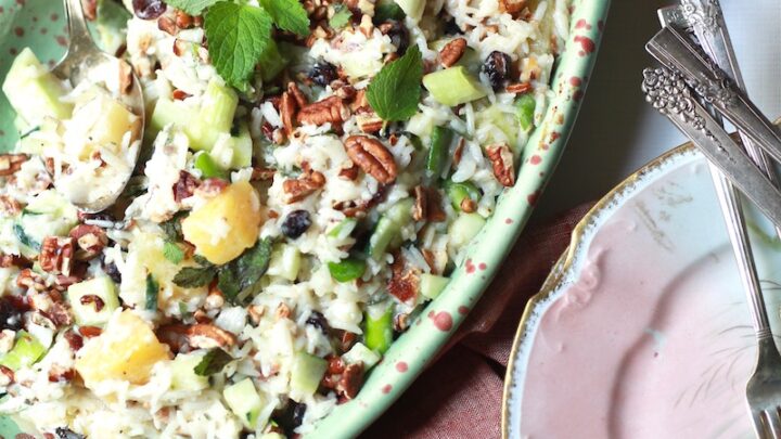Rice Salad with Pineapples Close Up