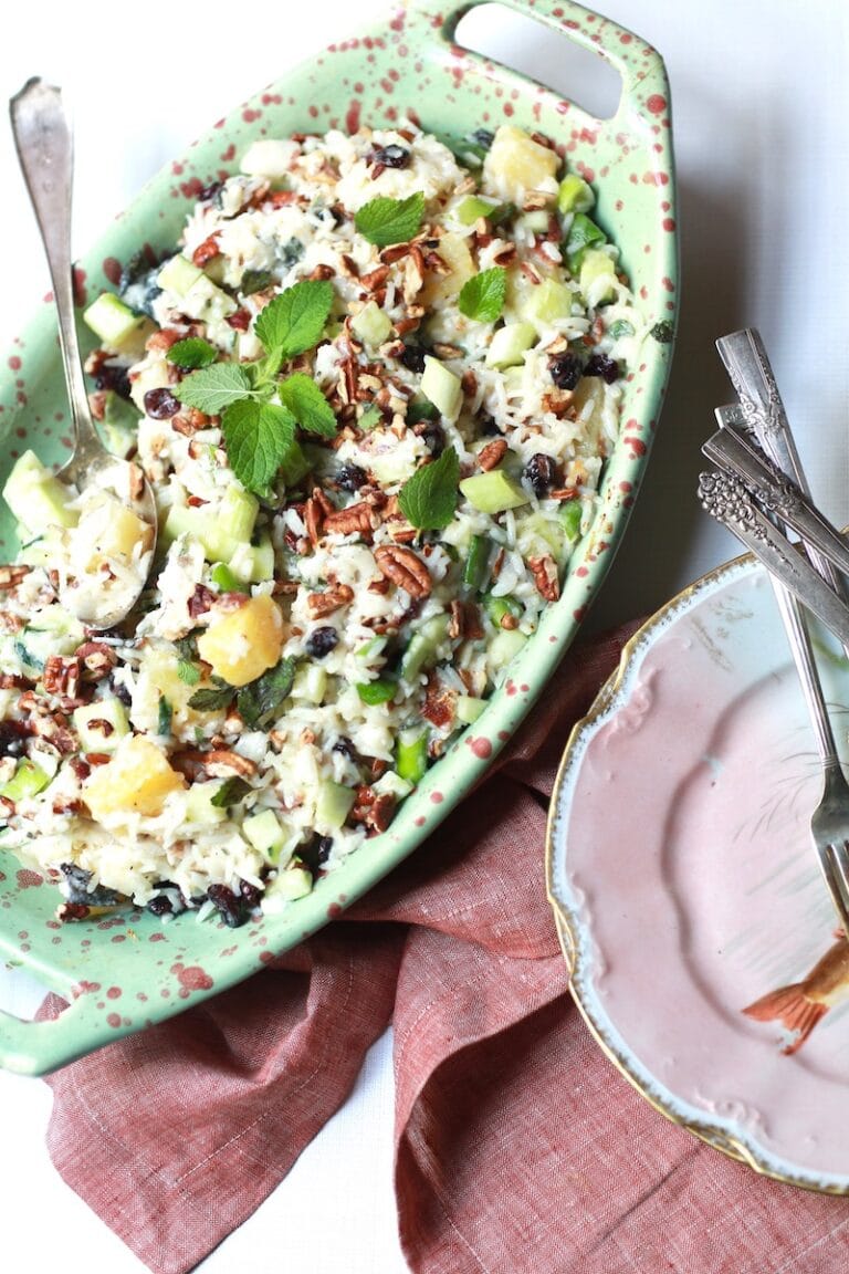 Rice Salad with Pineapples Close Up