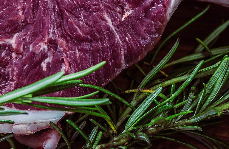 meat and herbs