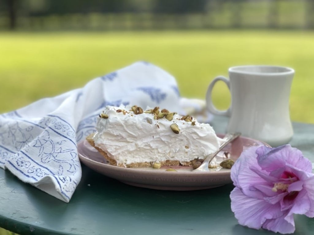 slice of pineapple pie on plate 