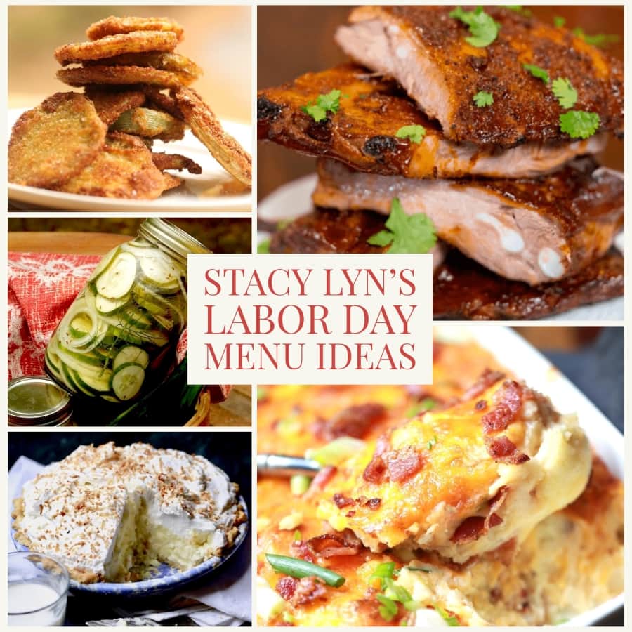 montage of main and side dishes from Stacy Lyn's Labor Day menu