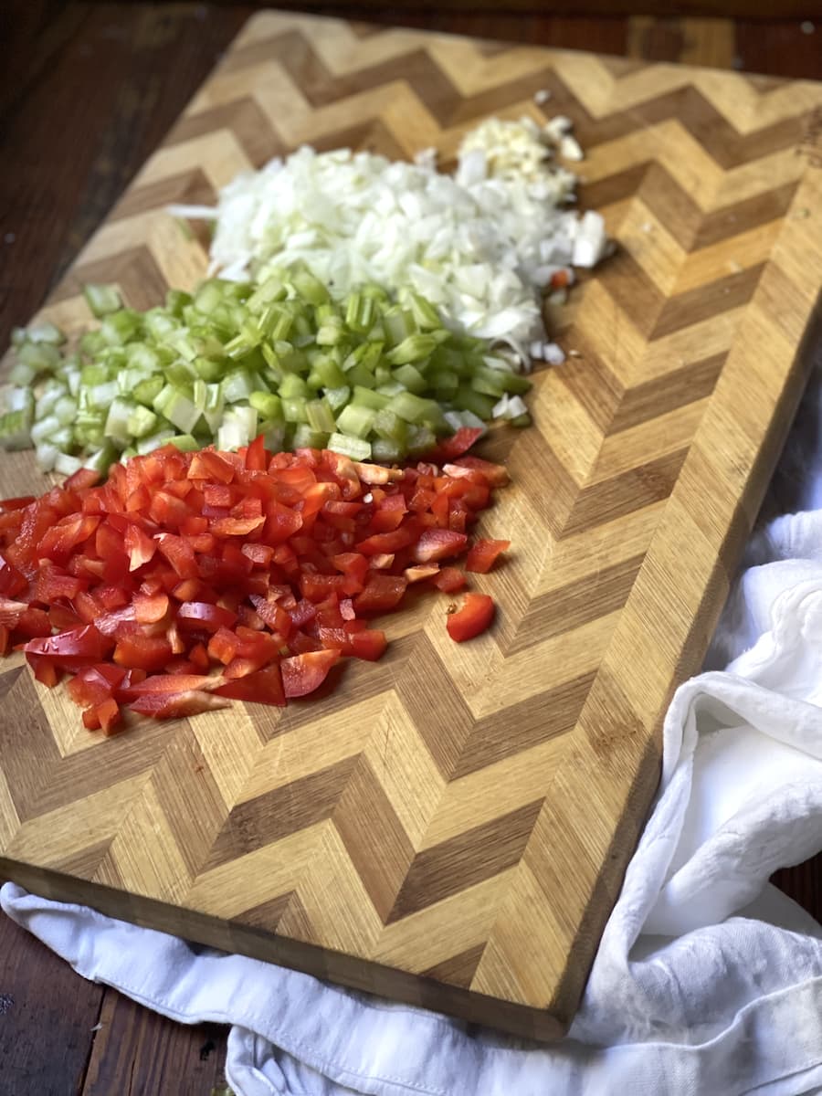 Vegetables on Cutting Board for Sauteeing