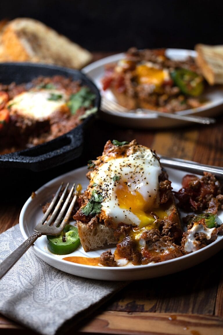 venison and egg Mexican breakfast skillet and plated portion